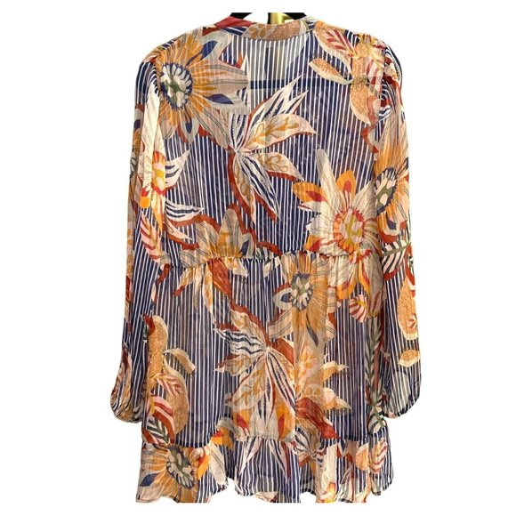 Soft Surroundings Women's Multi-colored Tory Tunic Sheer Top Size XL Floral - Picture 5 of 5